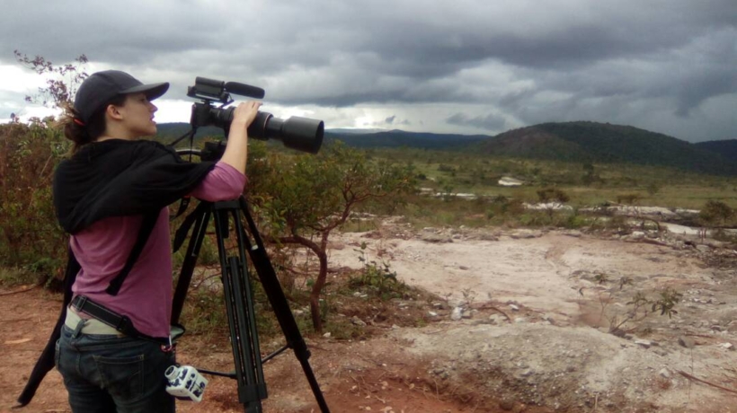 Amanda Perez filming a mine in the Gran Sabana for A Family of Stories